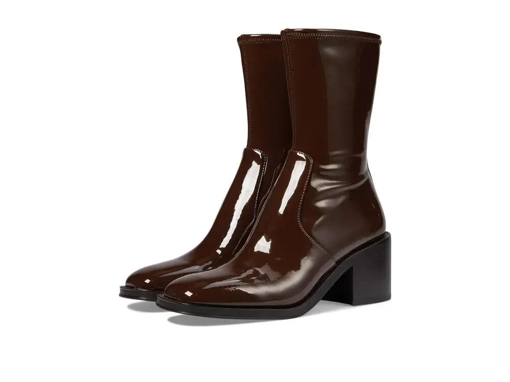 LOEFFLER RANDALL NOLAN STRETCH ANKLE BOOTIE WITH BLOCK HEEL ESPRESSO 9 B M
